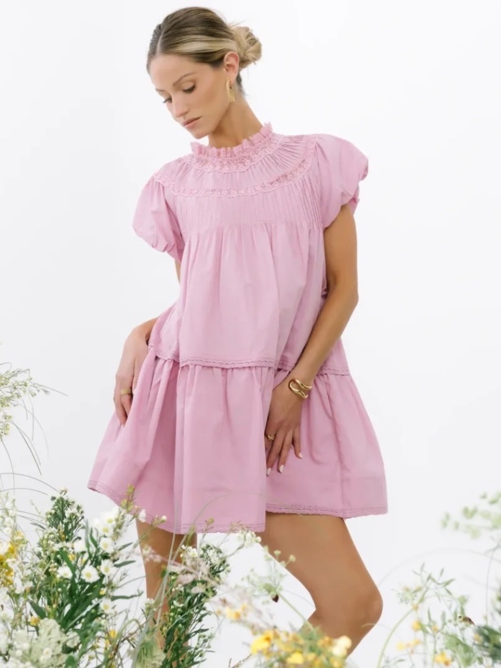 *ISO* Bohme Toby Pleated Baby Doll Dress Mauve